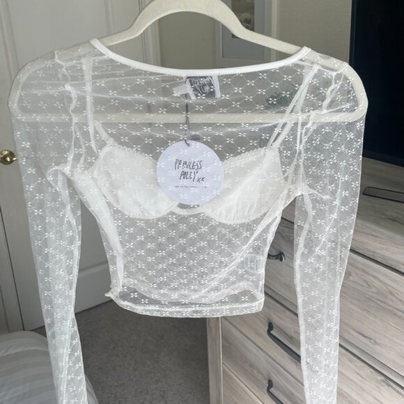 Princess Polly Clapton Long Sleeve Top White, Size 2 - Picture 5 of 5